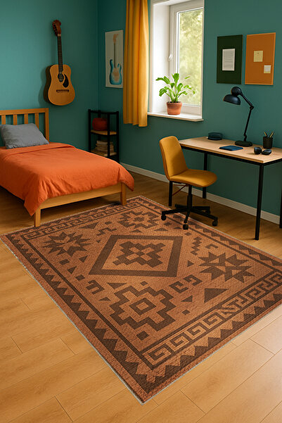 Rugs Modern Halı MOSSO Διακοσμητικό χαλί με έθνικ μοτίβο καφέ, υφαντό, vintag...