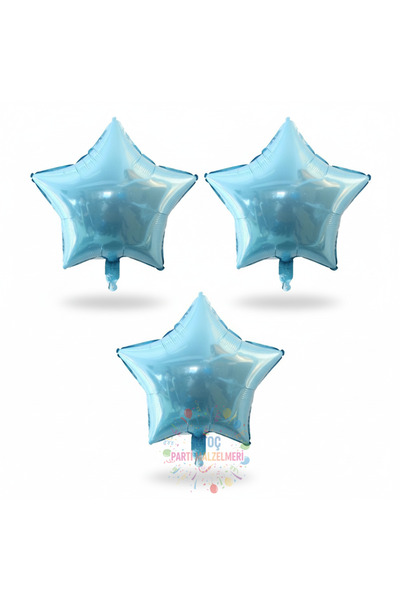 İSTOÇ PARTİ Blue Color Star Foil Balloon 3 Pieces