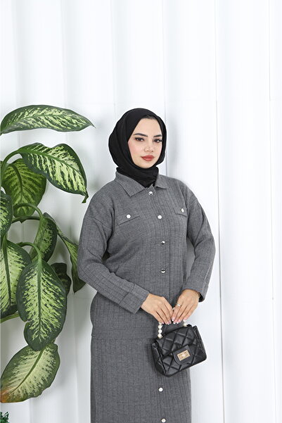 NİSUM MODA Button Detailed Knitwear Skirt Suit