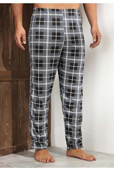 embody Men's Plus Size Pajama Trousers in Cotton, grey check 414