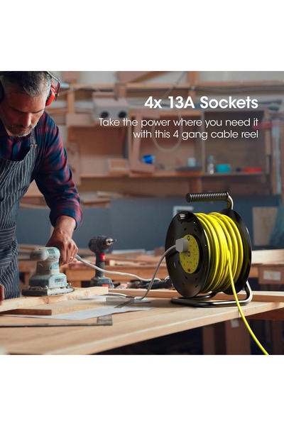 Generic ALOMAIRI Extension Cord - Reel 50 meters, 4 Outlets, Also Available in 20, meters Lengths