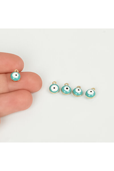 yfhobi 1 Adet- 7 mm Çift Taraf Turkuaz Nazar Mineli Uç, Takı İçin Charm Uç, A...