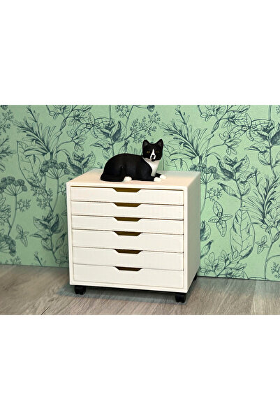MOON SİRİUS 1/10 Ölçek Minyatür Çekmeceli Ofis Dolabı Maket-Bebek Evi Eşyası