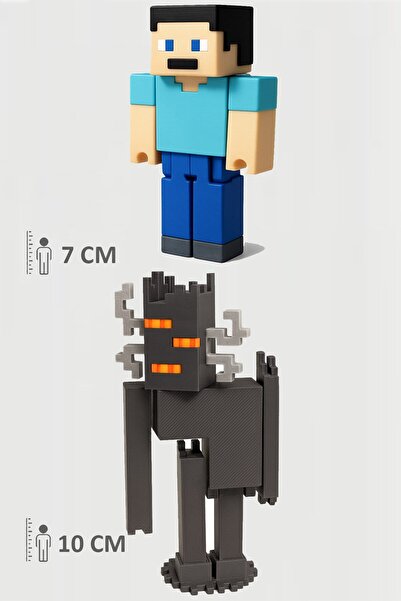 FigürDizayn Minecraft Steve ve Creaking Gıcırtı Set Hareketli Eklemli Figür