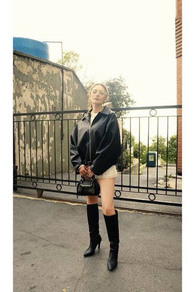 PRİFALDİ Premium Oversized Bomber Leather Jacket