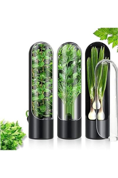 The Bros حافظات أعشاب الثلاجة لحفظ الأعشاب الطازجة بنكهة الكزبرة والنعناع والبرقوق