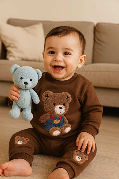 MyPrettyBaby Sitting Bear with Embroidered Suezene, Winter Sharpened 3-Ply Fa...