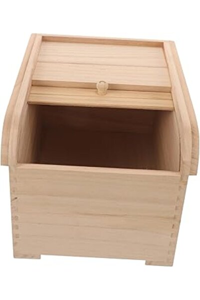 The Bros صندوق تخزين الأرز المصنوع من الخشب الصلب بغطاء كبير من Cpcity موزع ح...