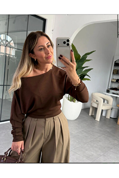 BE CHİC Γυναικεία μπλούζα με λαιμόκοψη καγιάκ, ανοιχτή στον ώμο, που ταιριάζει στη μέση, από ύφασμα Premium Modal, απλή, βασική, χαλαρή μπλούζα