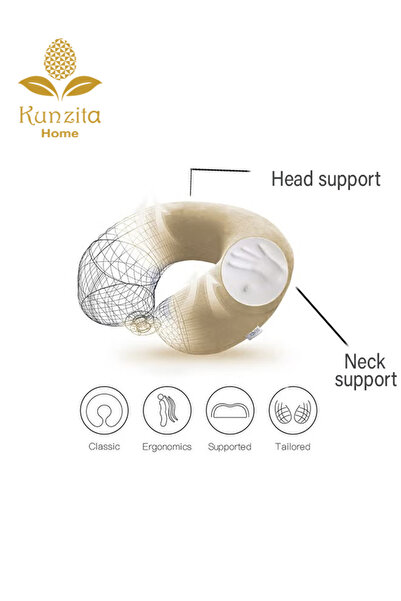 Kunzita Home Soft Velvet Neck Pillow - 30x25x10 cm