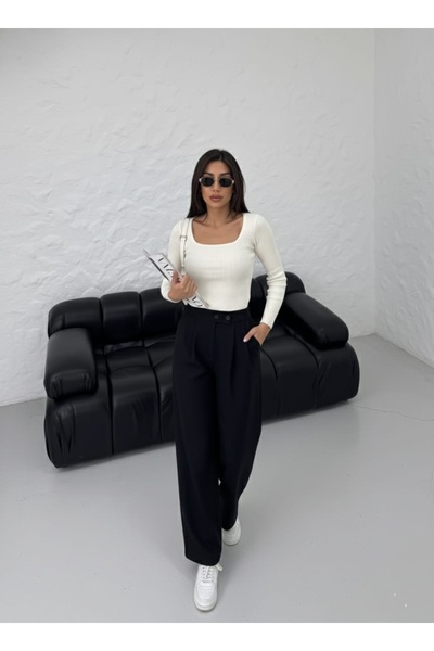 Mivelya Γυναικείο ψηλόμεσο φαρδύ παντελόνι