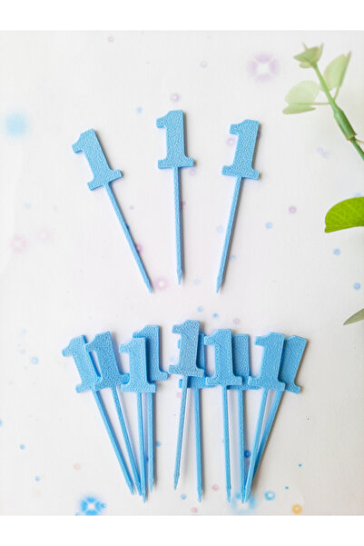 Atolye Doruk 20 Pcs Blue Number 1 Cupcake Picks - Baby Boy Birthday Cake Decoration Supplies
