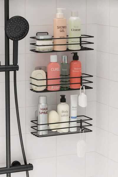 EGE HOME STORE Ömür boyu paslanmaz 3 adet banyo duş rafı duş şanpuanlık duvar...