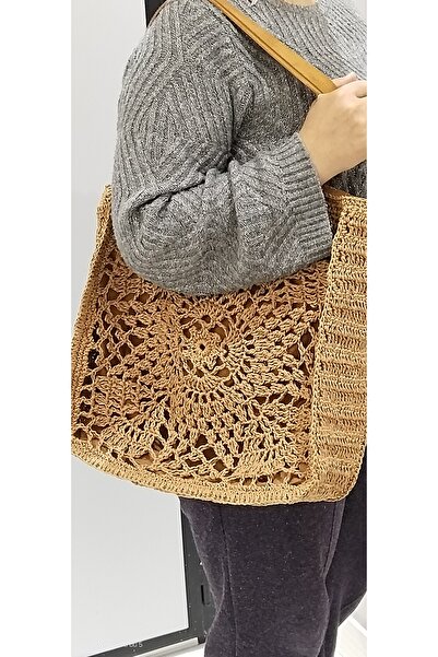 Butik El yapımı kağıt ipten hasır çanta