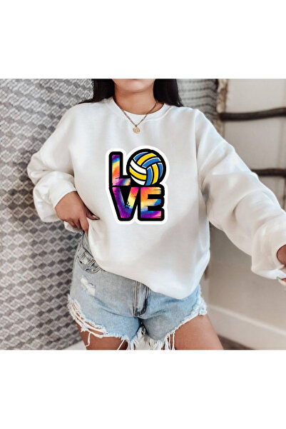 Tubinyoo سويت شيرت مطبوع عليه Love Volleyball