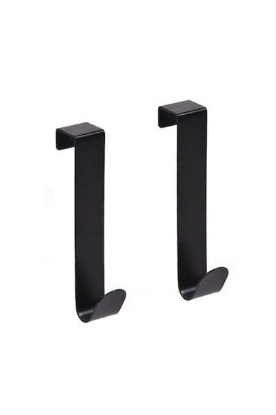 BREZIUM Carlige metalice pentru usa, 2 buc, 2x12cm, Negru,