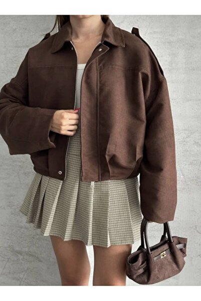 PRİFALDİ Jachetă bomber supradimensionată din piele întoarsă ZR