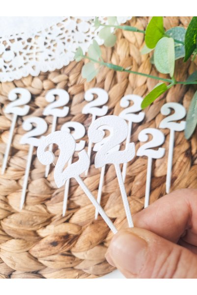 Atölye Doruk 20 Pcs White Number 2 Cupcake Picks - 2 Year Old Birthday Cake Decoration Supplies
