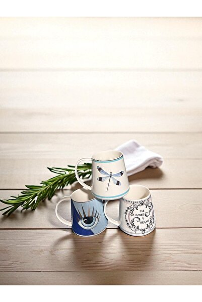 RİVO HOME DECOR Porcelain Mug Set of 3 340 ml