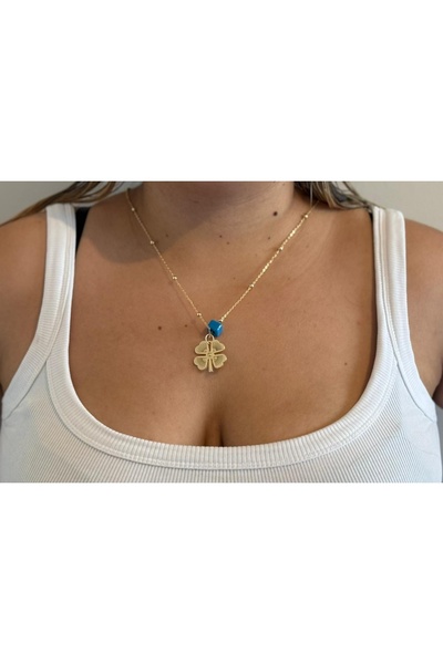 Ay Accessories 4 Yapraklı Yonca Uzun Arpa 316l Çelik Zincir (45 Cm)