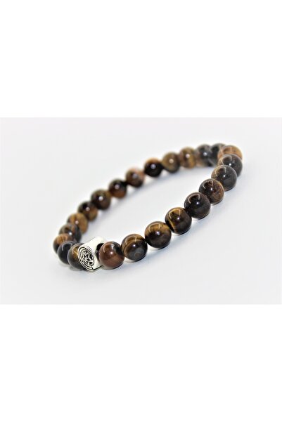 QELA COLLECTION 8 mm Kaplan Gözü Doğal Taş Bileklik – Erkek Hediyelik, El Yap...