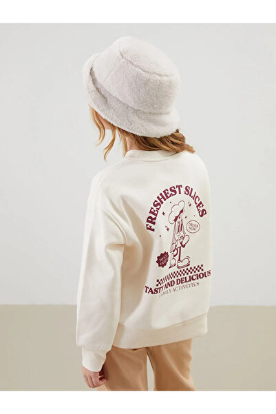 LC Waikiki Lcw Kids Ecru Crew Neck Girls Thick Sweatshirt