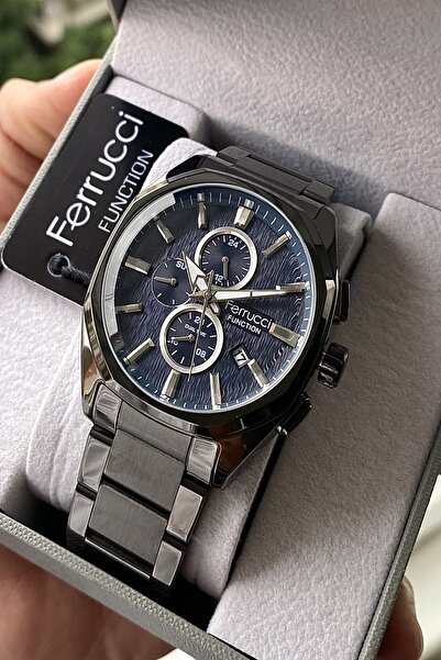 Ferrucci Function Blue Steel Lacivert Kadran Çelik Kordon Erkek Kol Saati