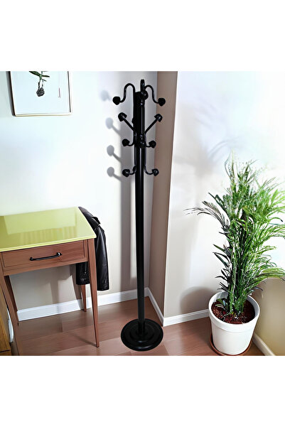 EROFİS Ayaklı Metal Siyah Askılık Yıldız | Ev ve Ofis Için Siyah Elbise Askılığı