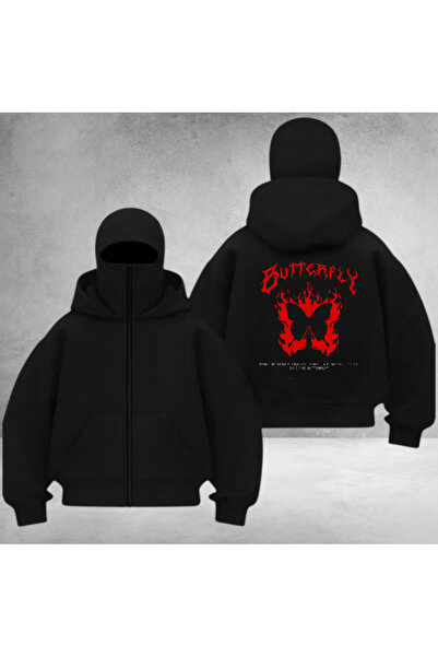 DEEFWEAR Hanorac unisex cu fermoar Ninja cu imprimeu pe spate