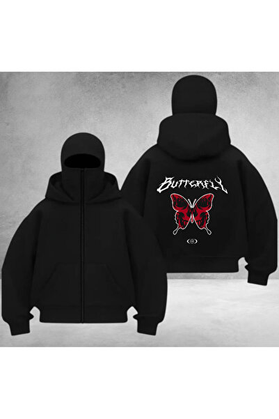 DEEFWEAR Hanorac unisex cu fermoar Ninja cu imprimeu pe spate