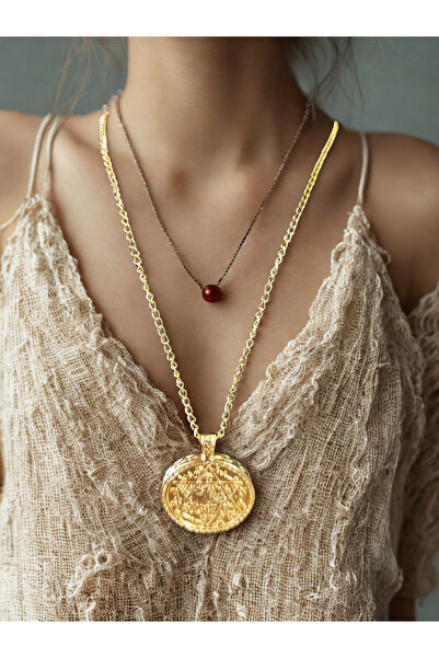 Sevginin Şifa Evi Süleymanın Mührü Gold Çelik Kolye