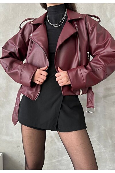 PRİFALDİ Jachetă biker scurtă din piele ecologică