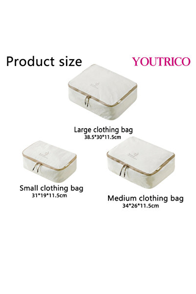 Youtrico 3 قطع/مجموعة منظم أمتعة السفر، مجموعة مكعبات التعبئة وحقيبة التخزين المضغوطة وأجزاء السفر المقاومة للماء