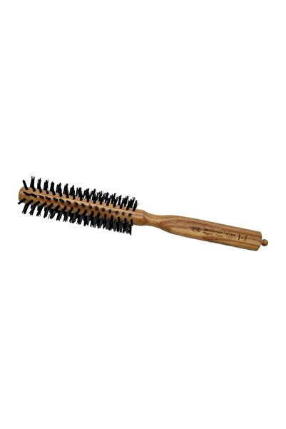 Loox Italian round hair styling brush with wooden handle