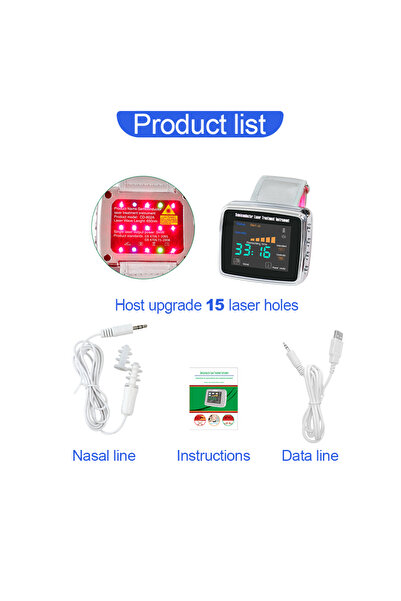 Choice1 Single nasal No Box 650nm Laser Physiotherapy Wrist Watch 15 Hole Col...
