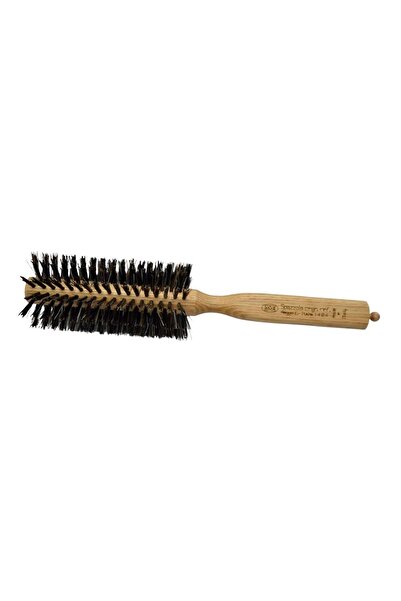 Loox Italian round hair styling brush with wooden handle