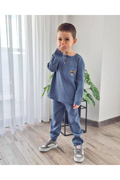 My Baby's World Palamut Embroidered Pocket Unisex Ribbed Stretchy Tracksuit Set (2-7 Years)