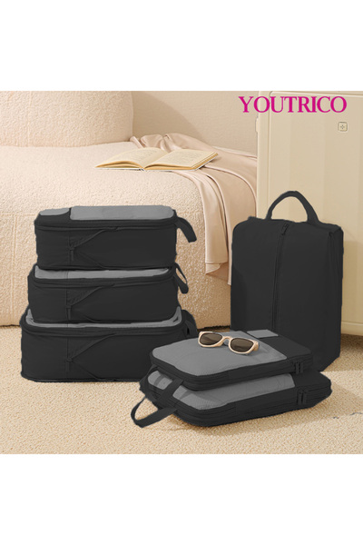 Youtrico مجموعة من 6 قطع من منظم حقائب السفر، مجموعة مكعبات التعبئة، حقيبة تخ...