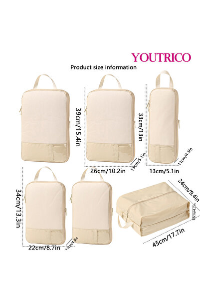 Youtrico 6pcs/set Travel Luggage Organizer,Packing Cubes Set Compression Storage Bag,Travel parts