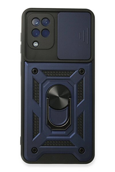 VINTESSY حافظة سامسونج جالاكسي A22 من السيليكون مع حلقة عدسة - أزرق داكن - (5796) - MKR6683-5355