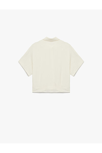 Koton Aerobin Fabric Loose Fit Short Sleeve Shirt with Front Tie Detail