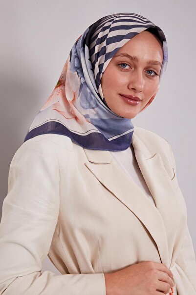 Levidor Βαμβακερό κασκόλ με ριγέ λουλούδια με σχέδιο ινδικής βαμβακερής χρωστικής