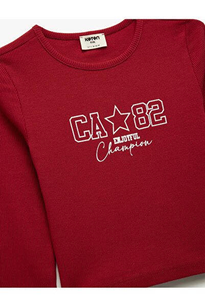 Koton Cotton Printed Crew Neck Long Sleeve T-Shirt