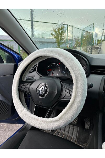 SSS TEKSTİL Yumuşak Tüylü Peluş Direksiyon Kılıfı Beyaz