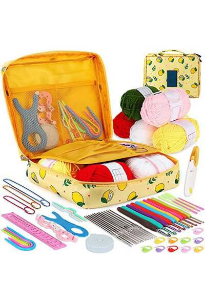 fulina Beginners Complete Crochet Set, Yarn Crochet Instruction Crochet Hook Storage Case Knitting