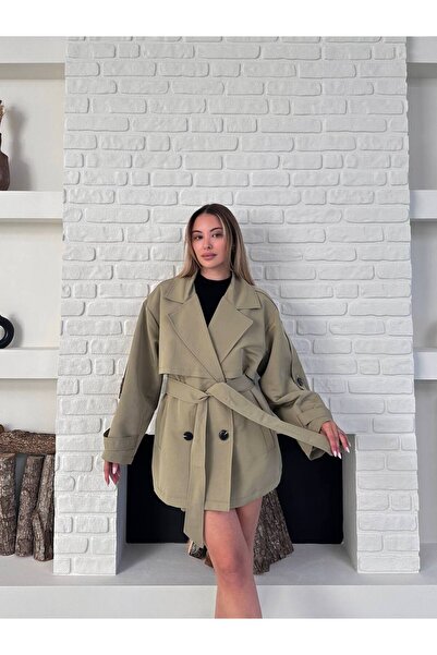 manana fashion Oversize Belden Baglamalı Trençkot