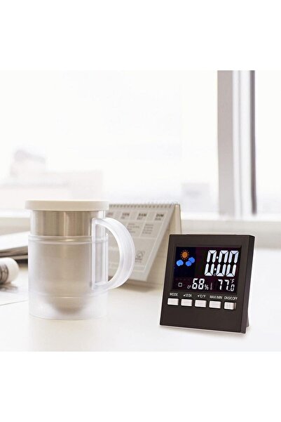 PROCART Multifunctional digital desk clock, voice control, weather station function, LCD screen, calendar