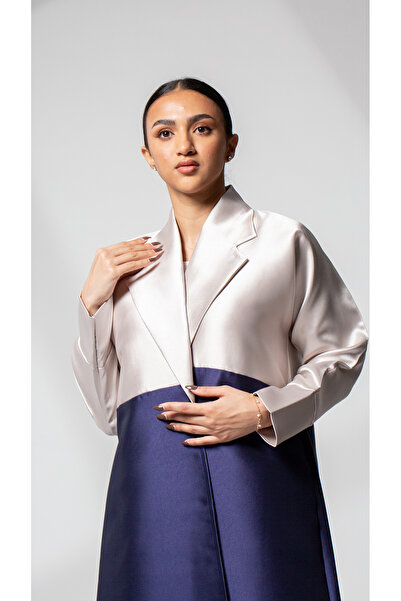 outline عباية بليزر بلونين كحلي وسكري