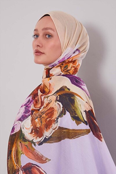 Levidor Lilac Tulip Pattern Cotton Shawl