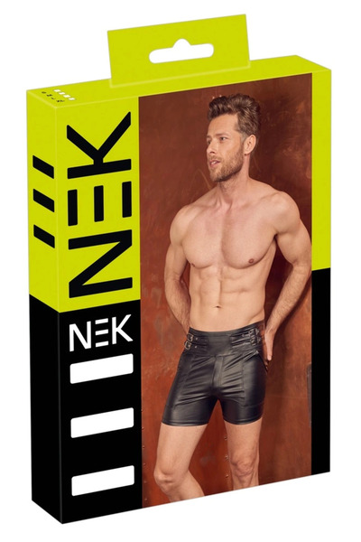 Other NEK - Pantaloni scurți negri pentru bărbați, aspect mat, cu catarame la...